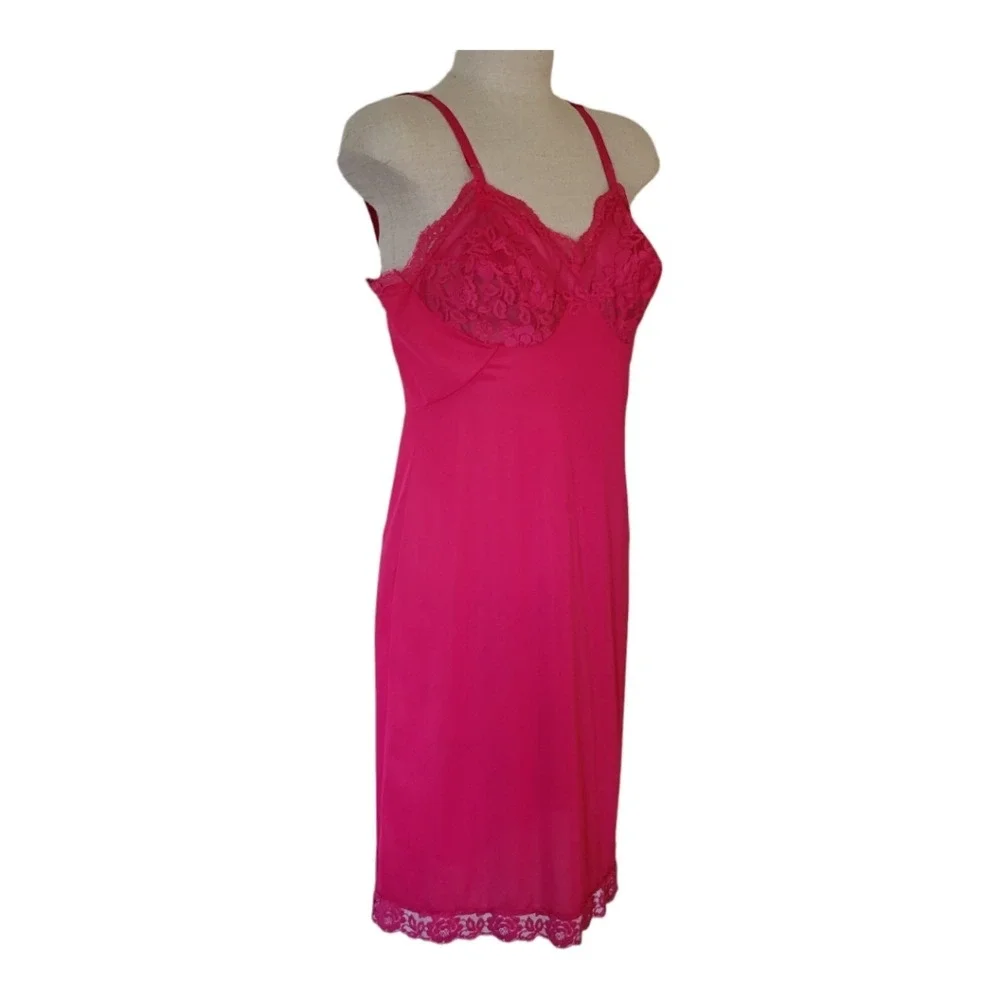 Vintage Gossard Artemis Pink Slip Dress Lace Trim Bust Size‎ 34 Small